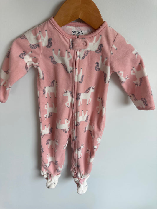 Fleece Pink Unicorn Sleeper / 3-6m