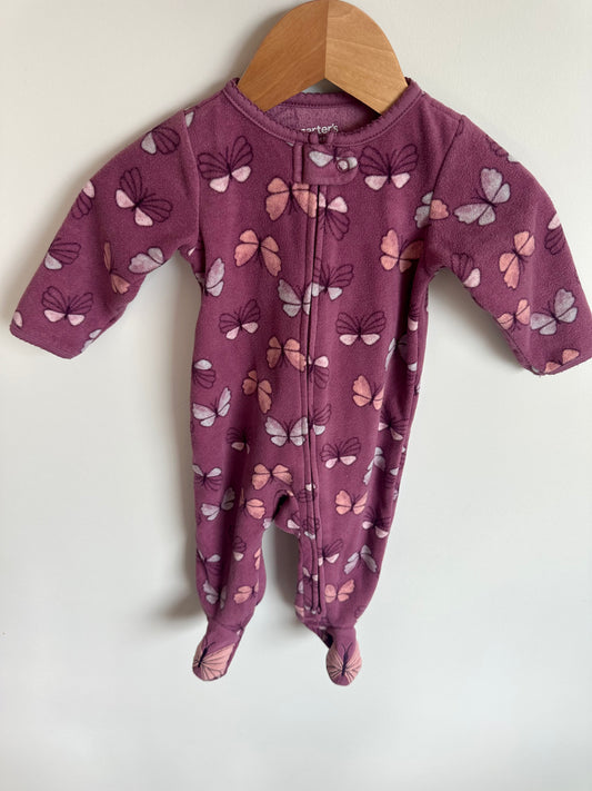 Fleece Plum Butterfly Sleeper / 3-6m