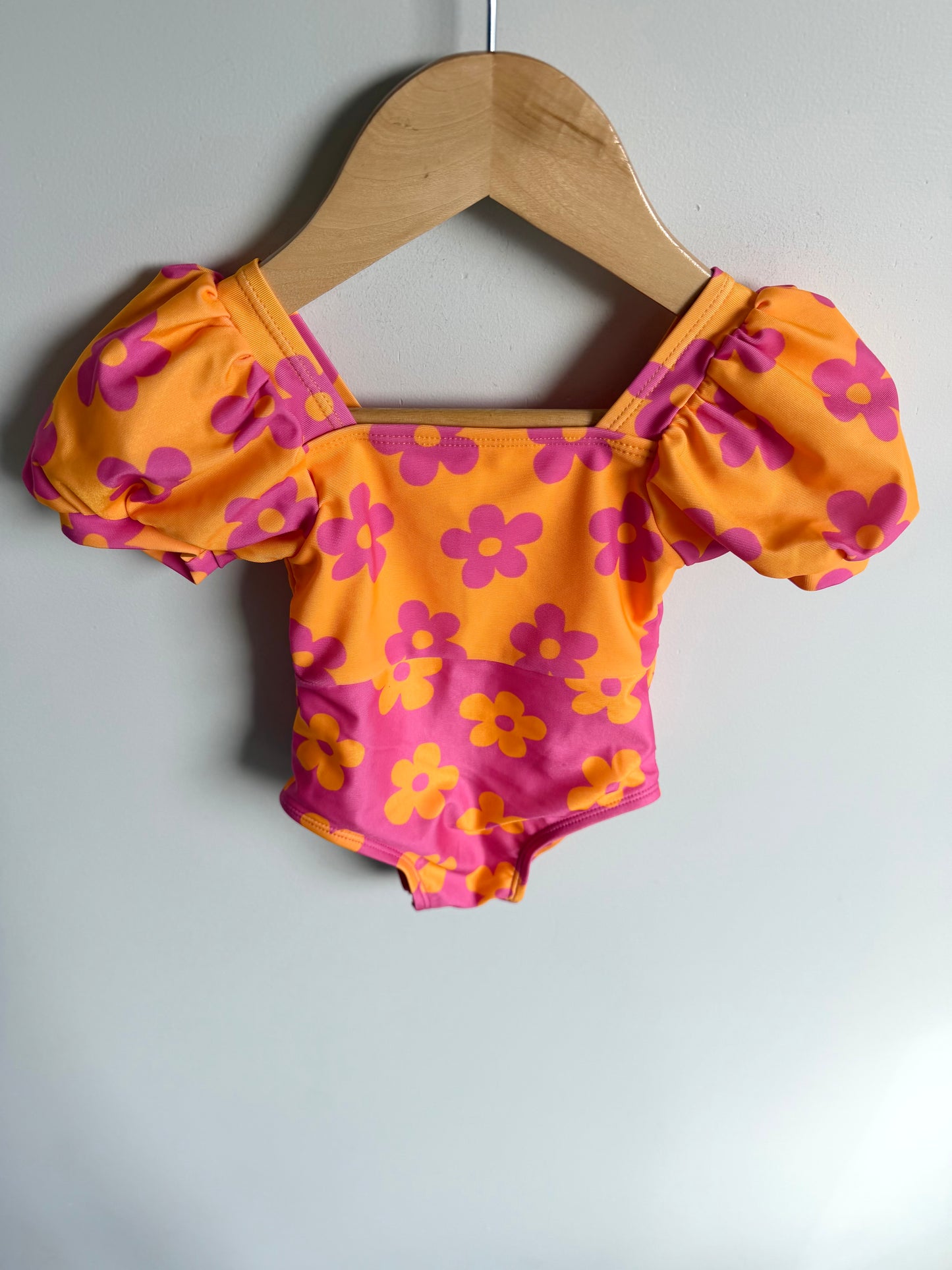 Floral Billowy Sleeves Swim Suit / 12-18m