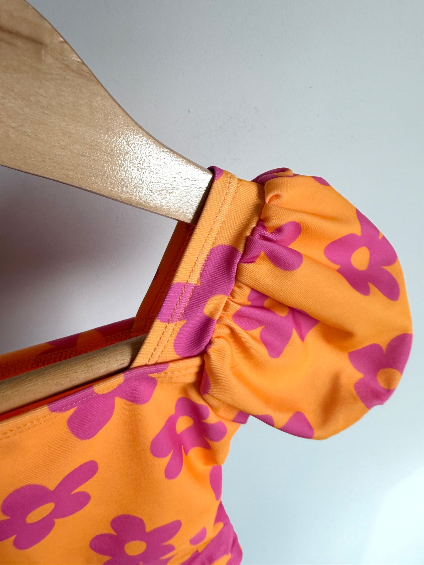 Floral Billowy Sleeves Swim Suit / 12-18m