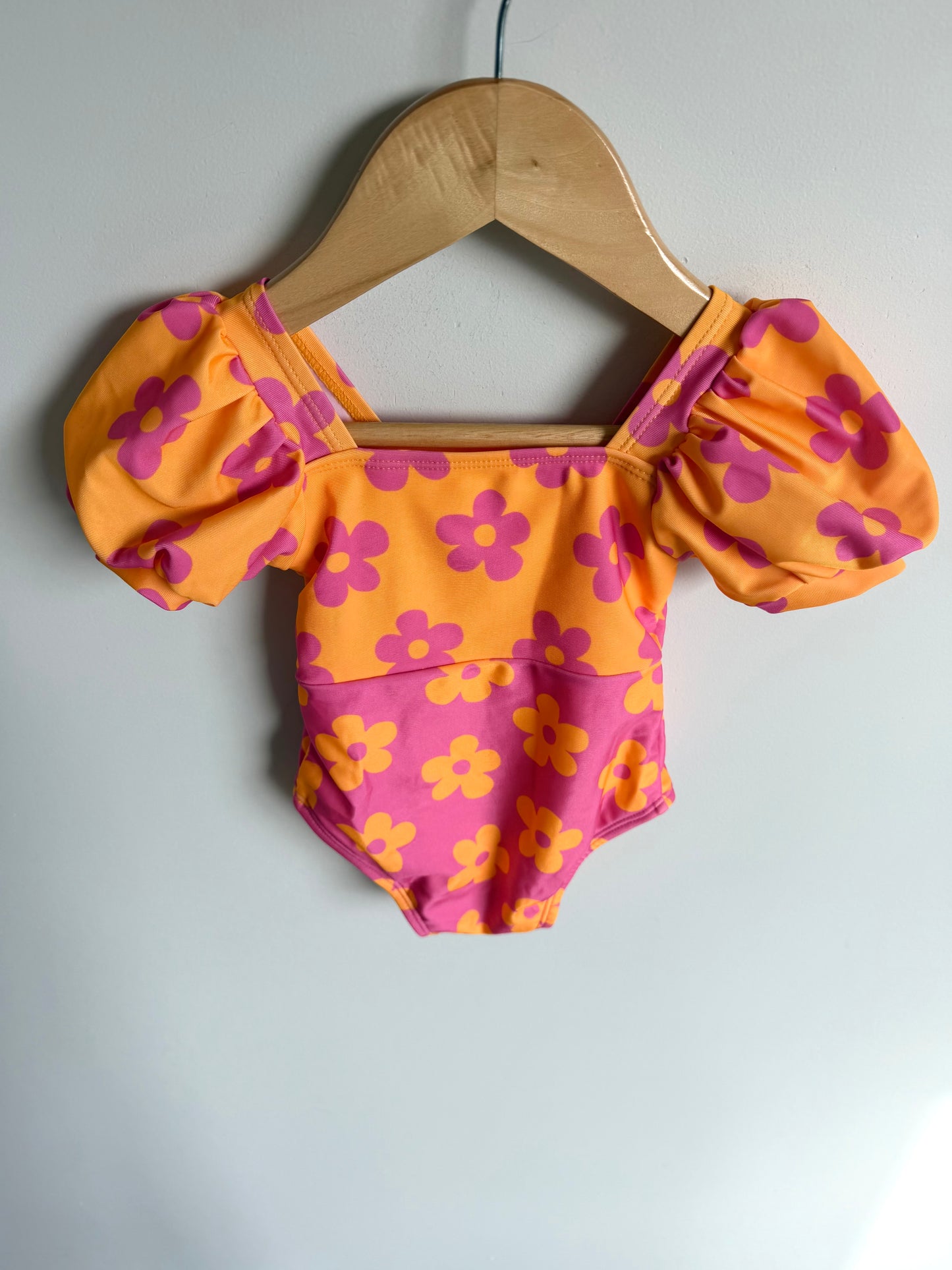 Floral Billowy Sleeves Swim Suit / 12-18m