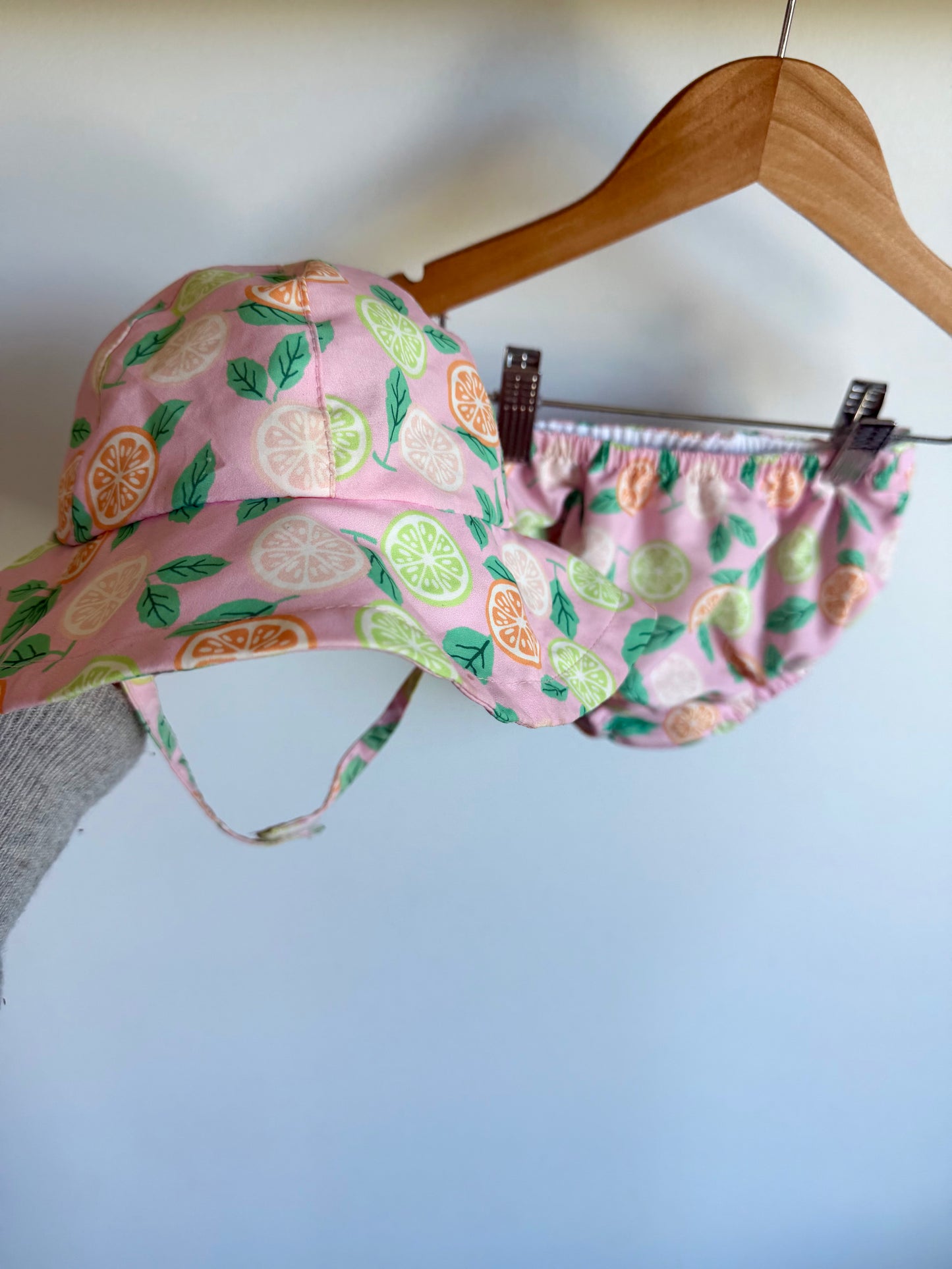 Grapefruit Sun Hat + Swim Diaper Cover / 12m
