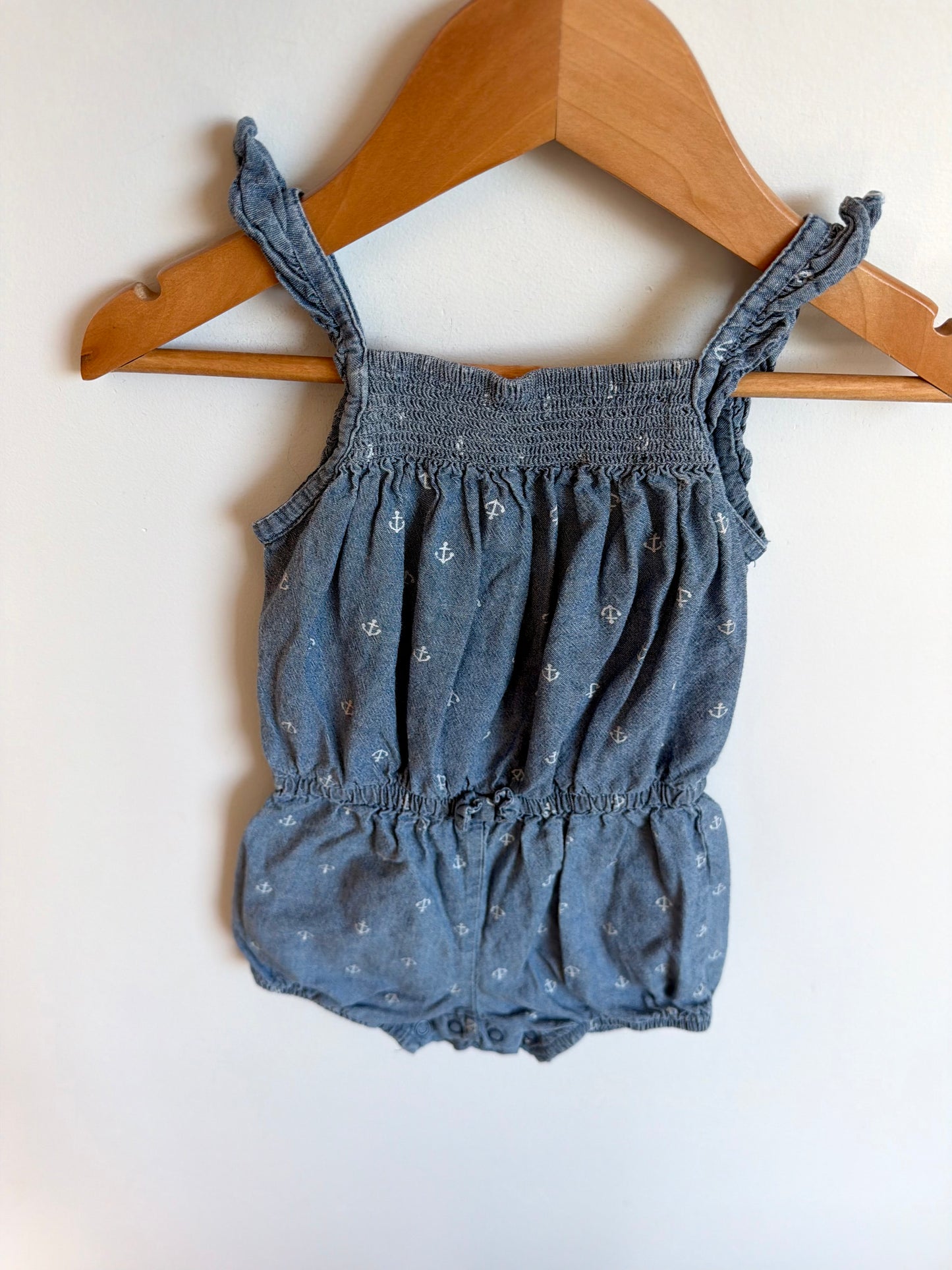 Chambray Anchor Romper / 12m