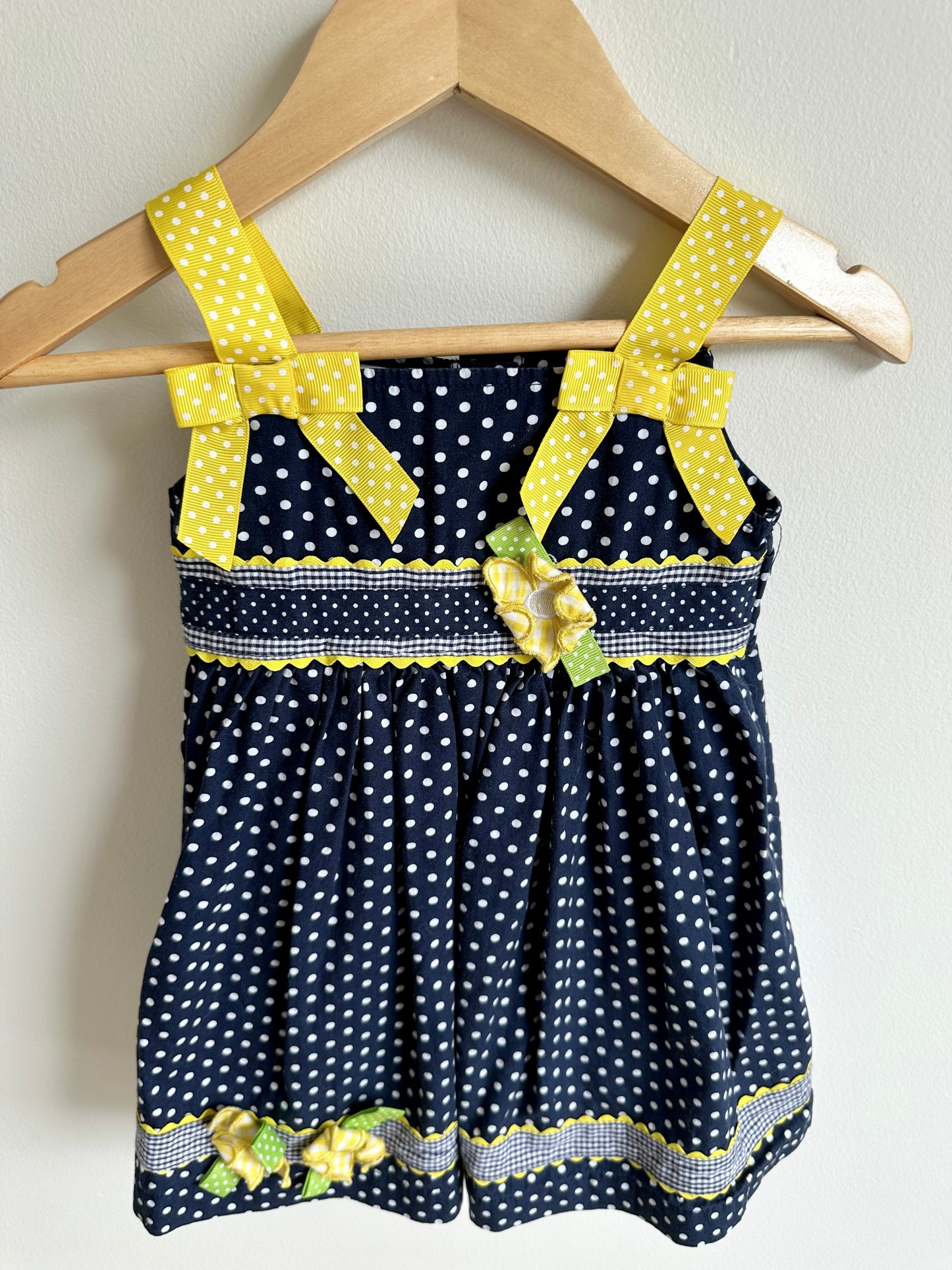 Blue + Yellow Polka Dot Dress / 2T