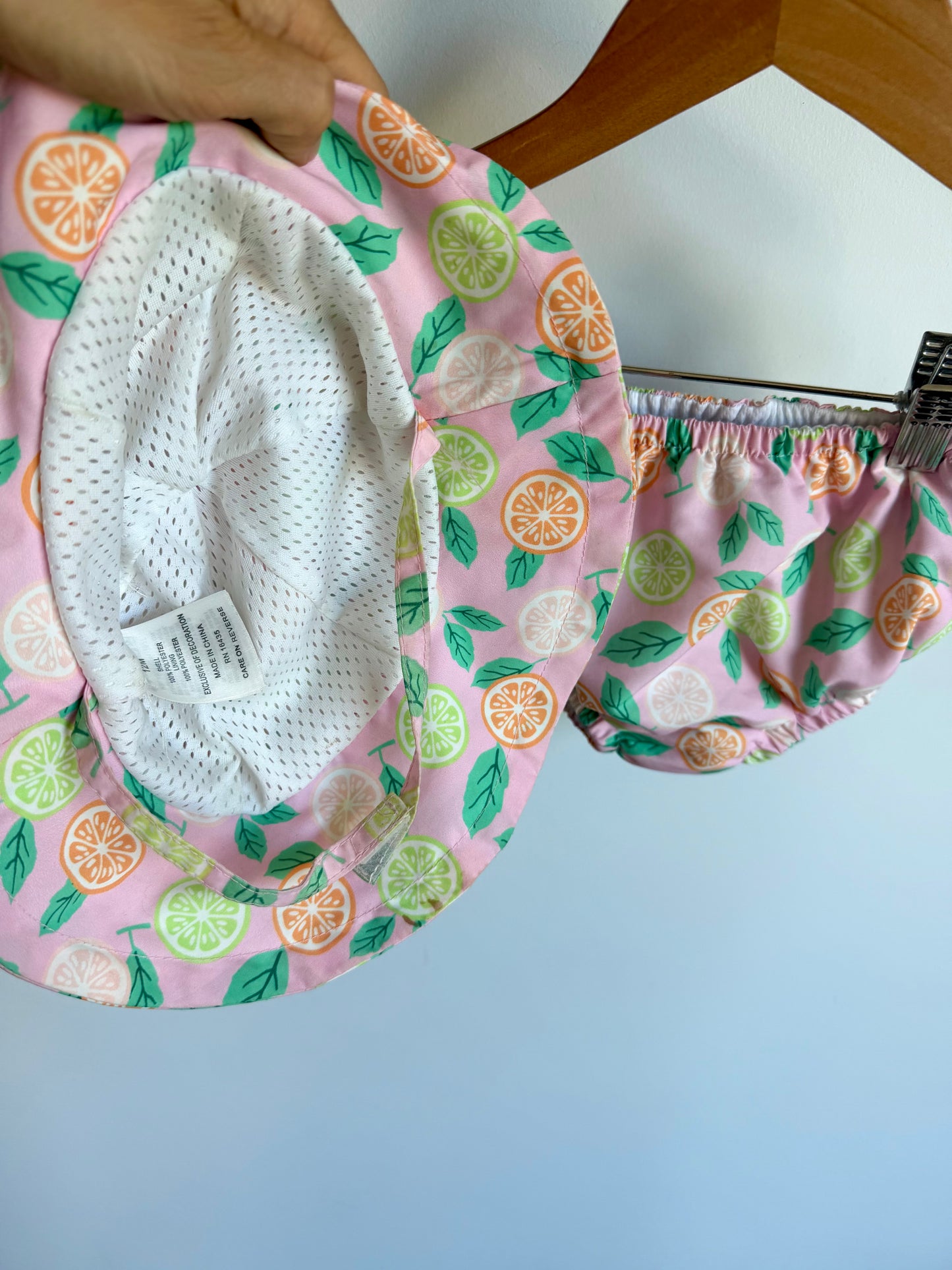 Grapefruit Sun Hat + Swim Diaper Cover / 12m