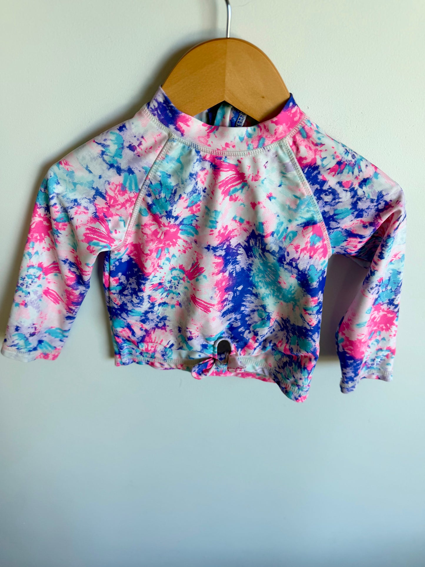 Knotted Long Sleeve Tie Dye Swim Top / 12-18m
