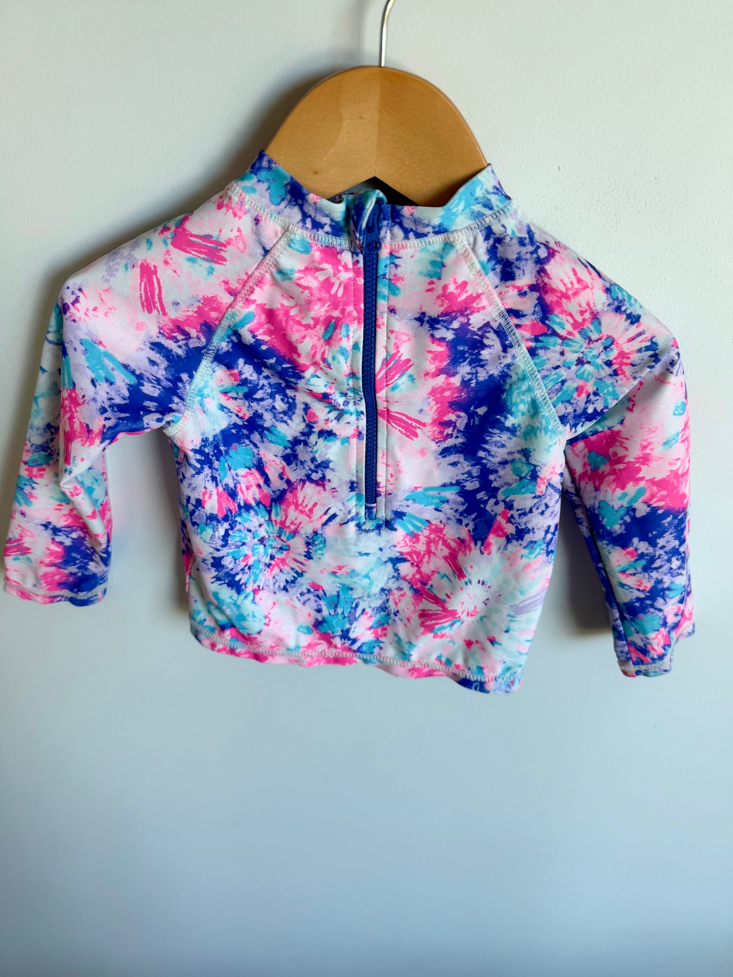Knotted Long Sleeve Tie Dye Swim Top / 12-18m