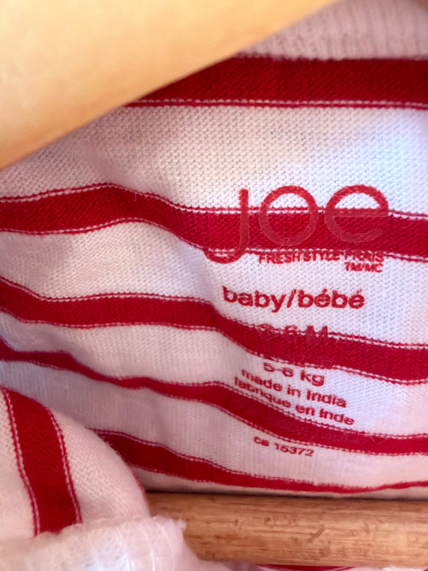 Red Striped Hood Romper / 3-6m
