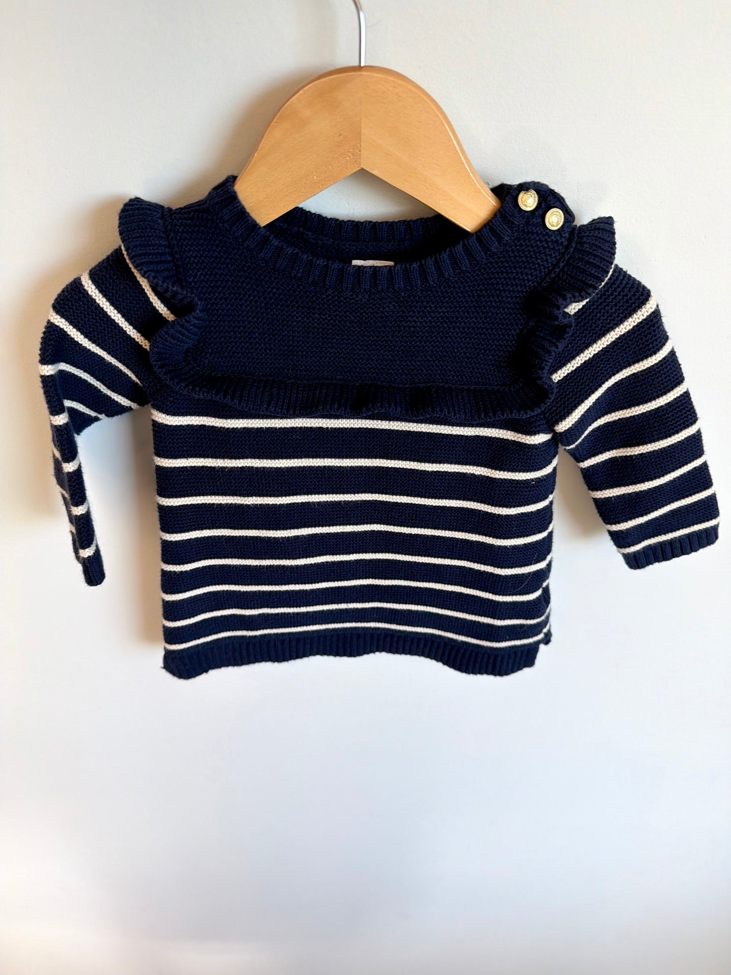 Navy Striped Sweater Dress / 3-6m