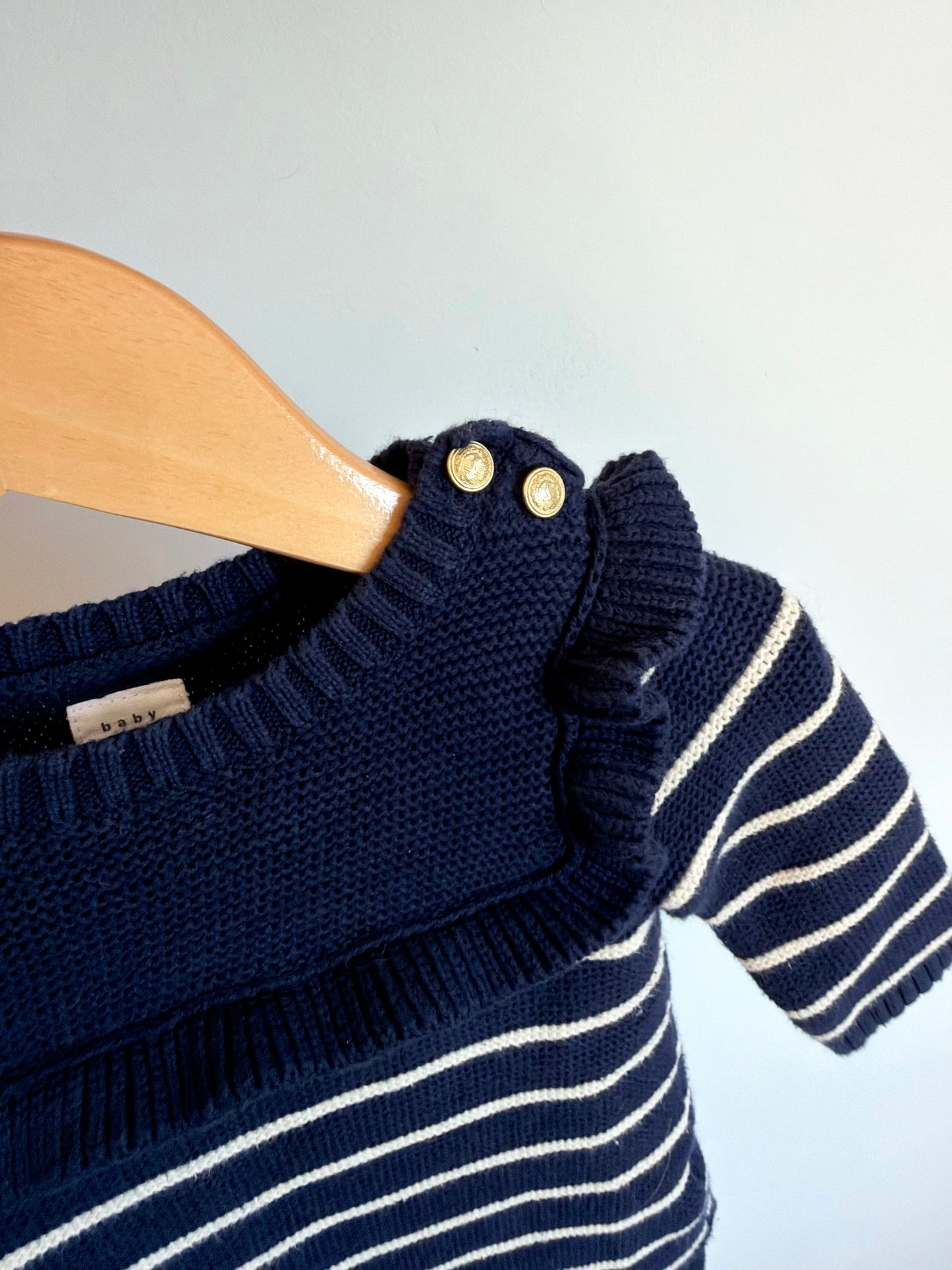 Navy Striped Sweater Dress / 3-6m