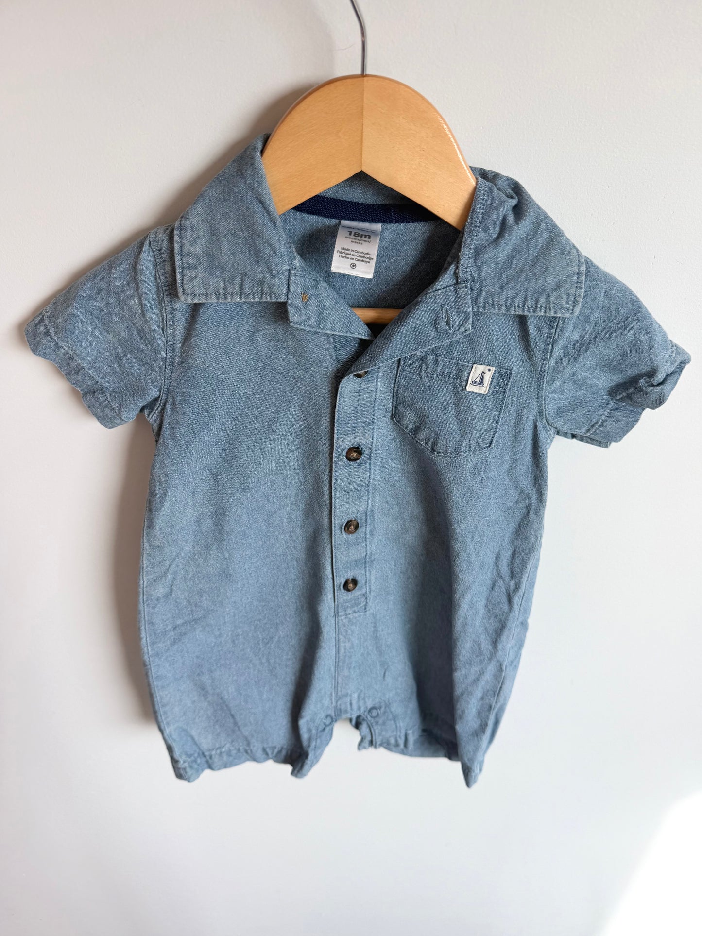 Chambray Sailboat Romper / 18m