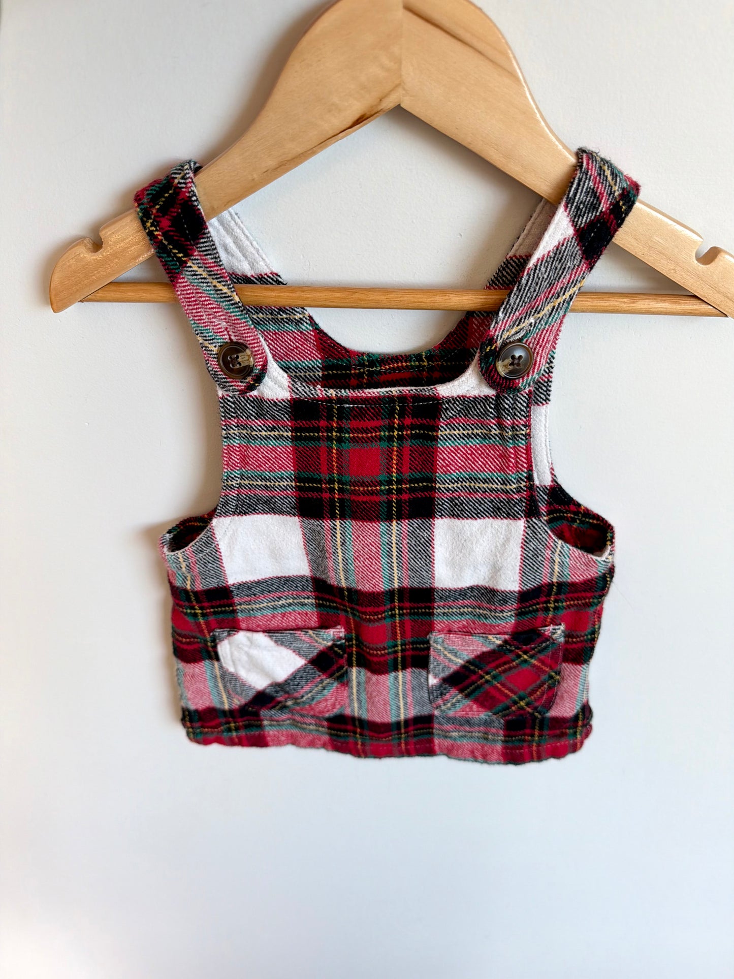 Tartan Red Overall Dress / 6-12m