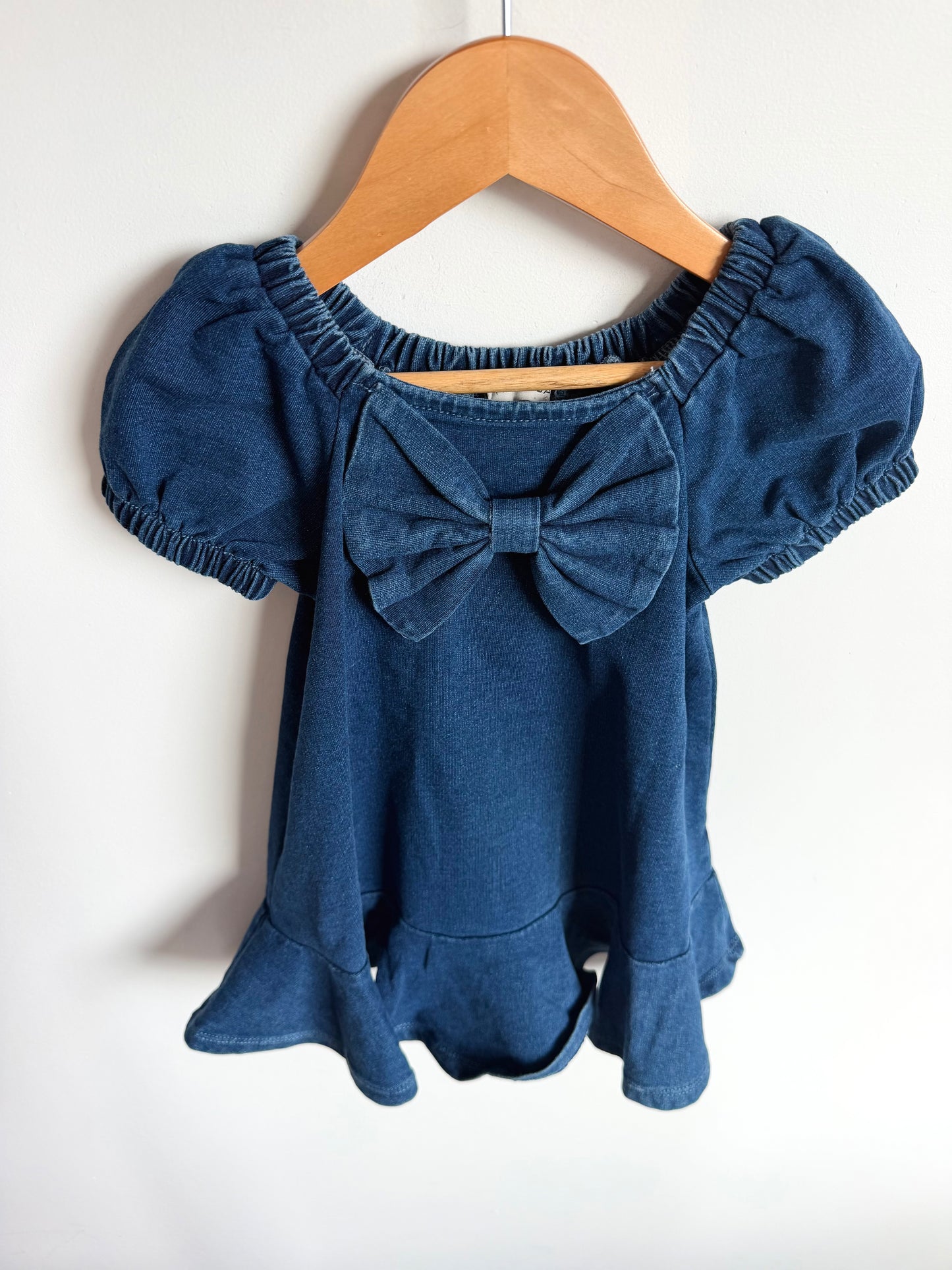 Bow Denim Like Dress / 2T