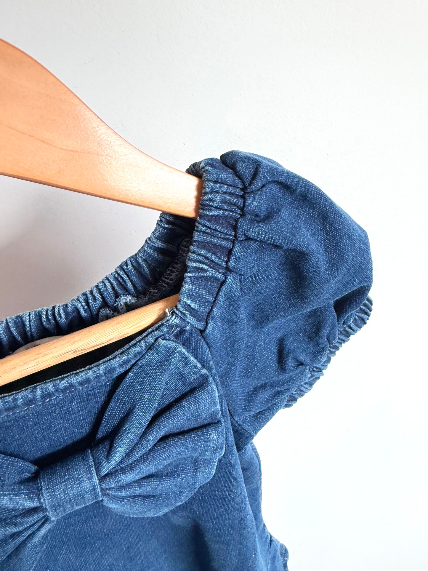 Bow Denim Like Dress / 2T