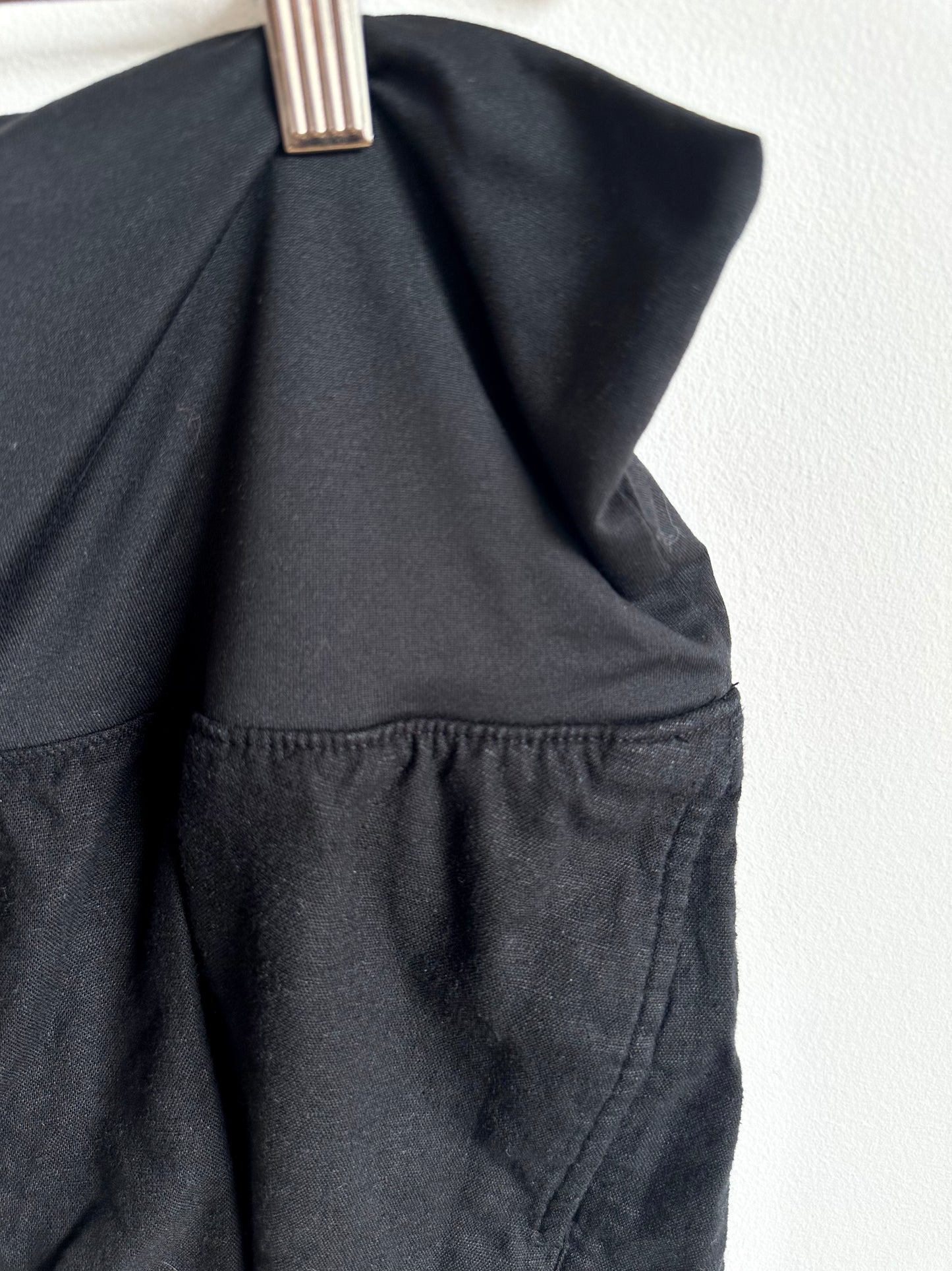 Black Linen Maternity Shorts / M