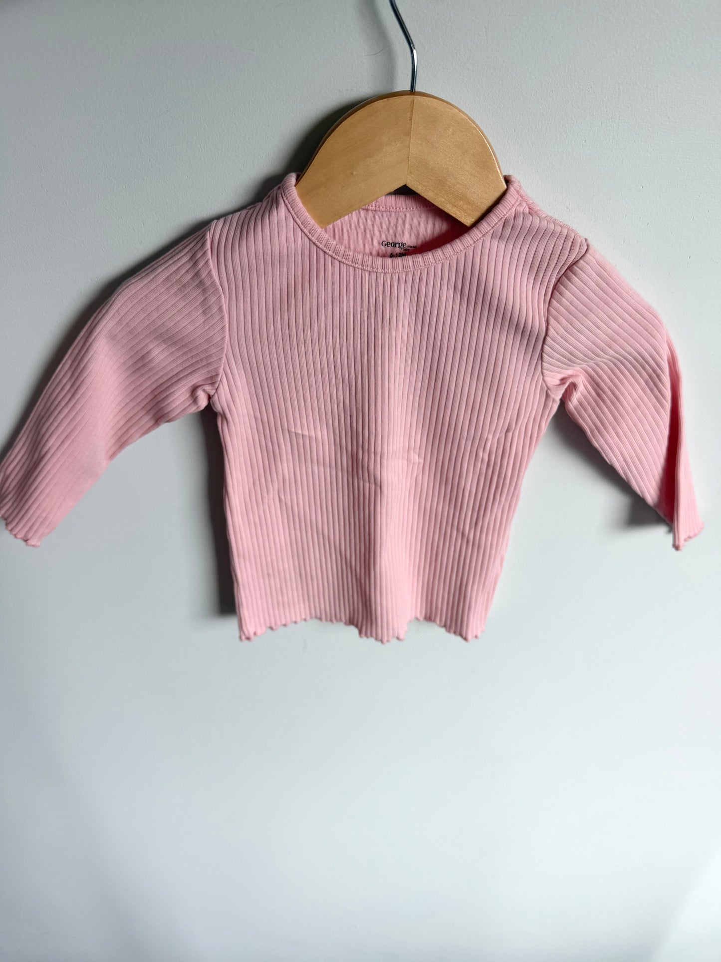 Pink Ribbed Long Sleeve Top / 6-12m