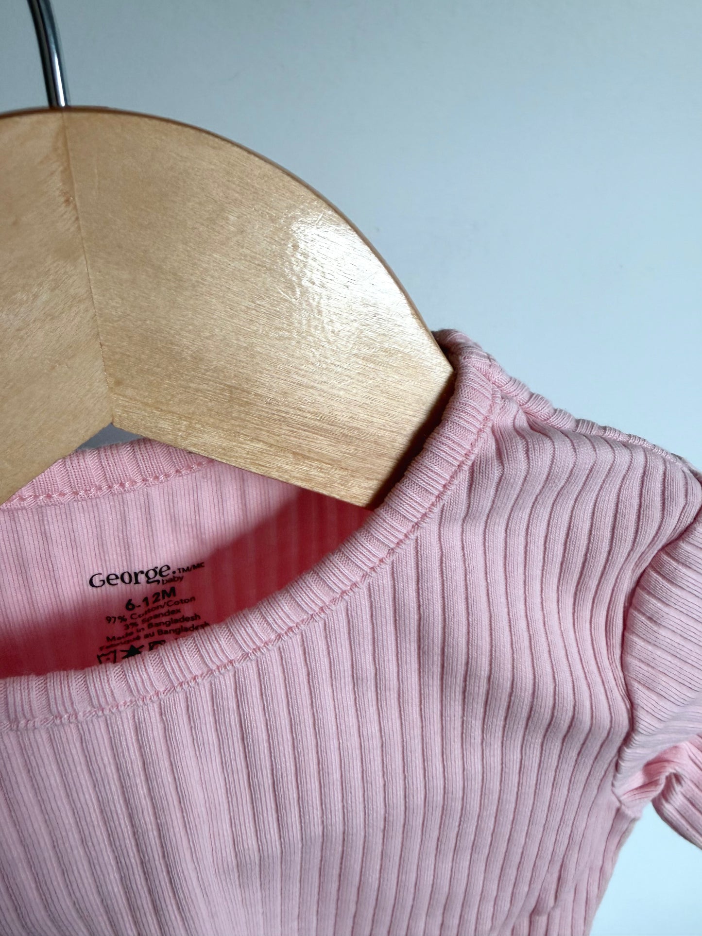 Pink Ribbed Long Sleeve Top / 6-12m