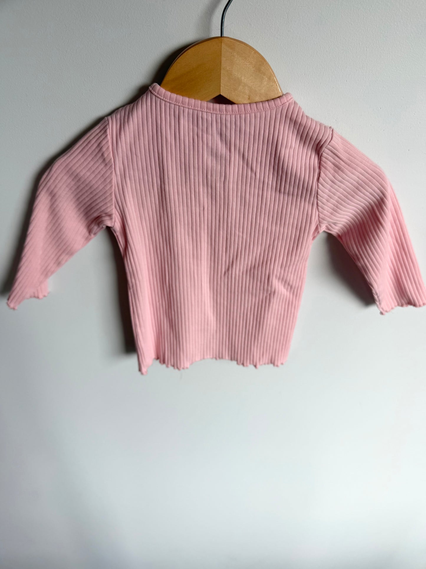 Pink Ribbed Long Sleeve Top / 6-12m