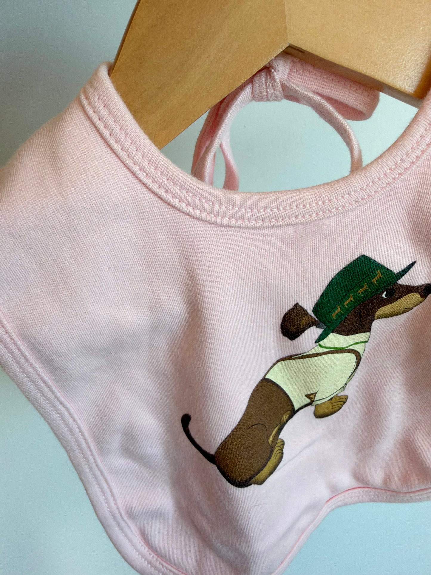 Pink Dog Cotton Bib / 6-24m