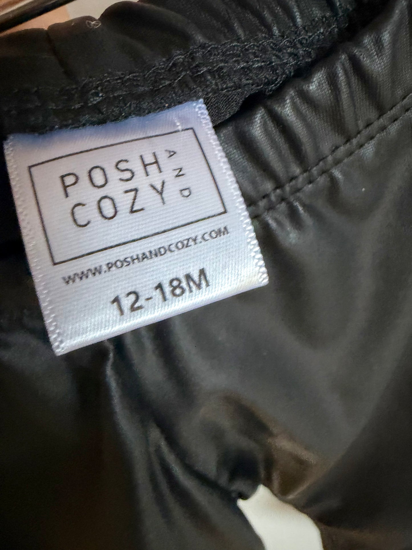 Posh & Cozy Pleather Pants / 12-18m