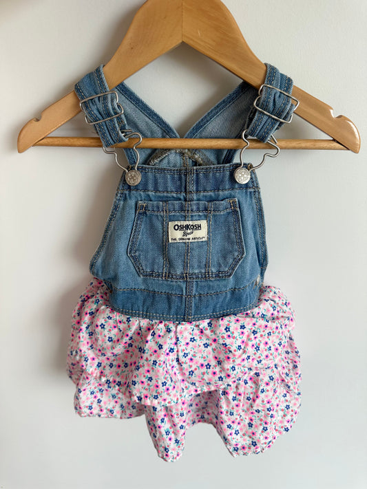 OshKosh Overall Floral Dress / 6-9m