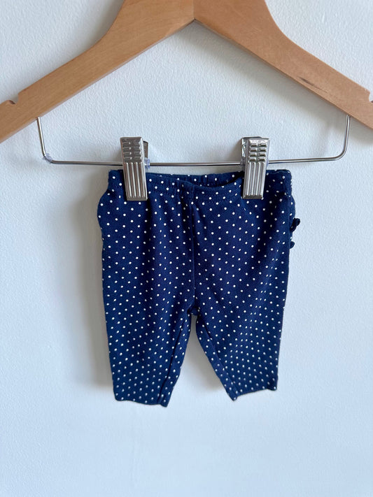 Dotted Navy Ruffle Bottom Pants / 0m