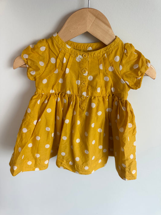 Gap Yellow Polka Dot Dress / 3-6m