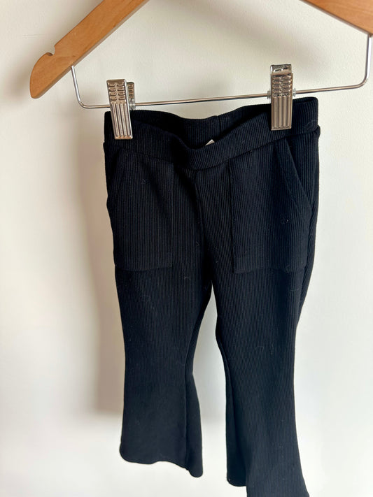 Zara Black Ribbed Flares with Pockets / 2-3T