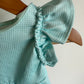 Blue Ruffle Sleeve Floral Dress + Leggings Set / 3-6m
