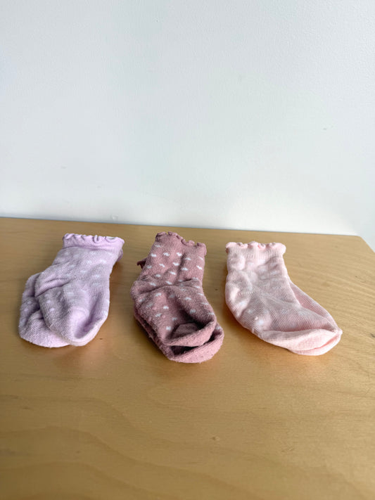 Wavy Hem Heart Socks (Set of 3) / 3-6m?
