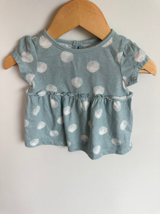 Blue Polka Dot Top / 3-6m