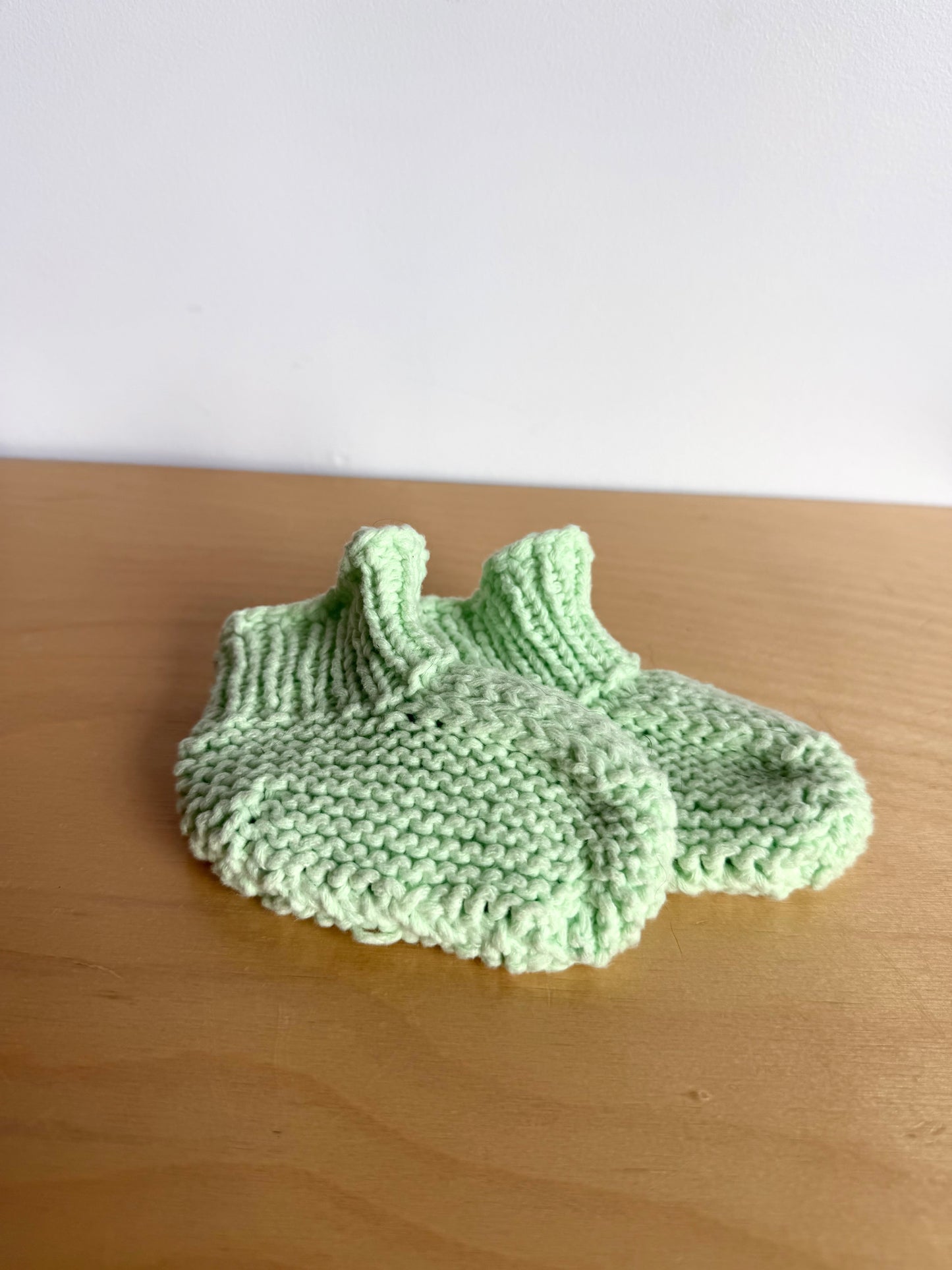 Handmade Mint Knit Slippers / 6-9m?