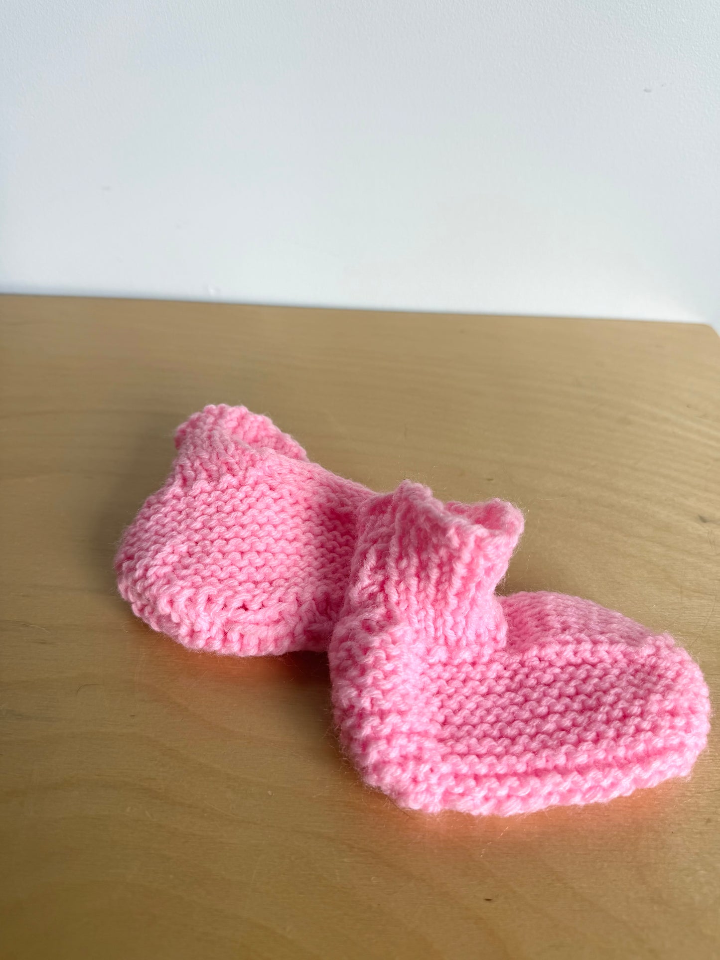 Handmade Pink Knit Slippers / 6-12m?
