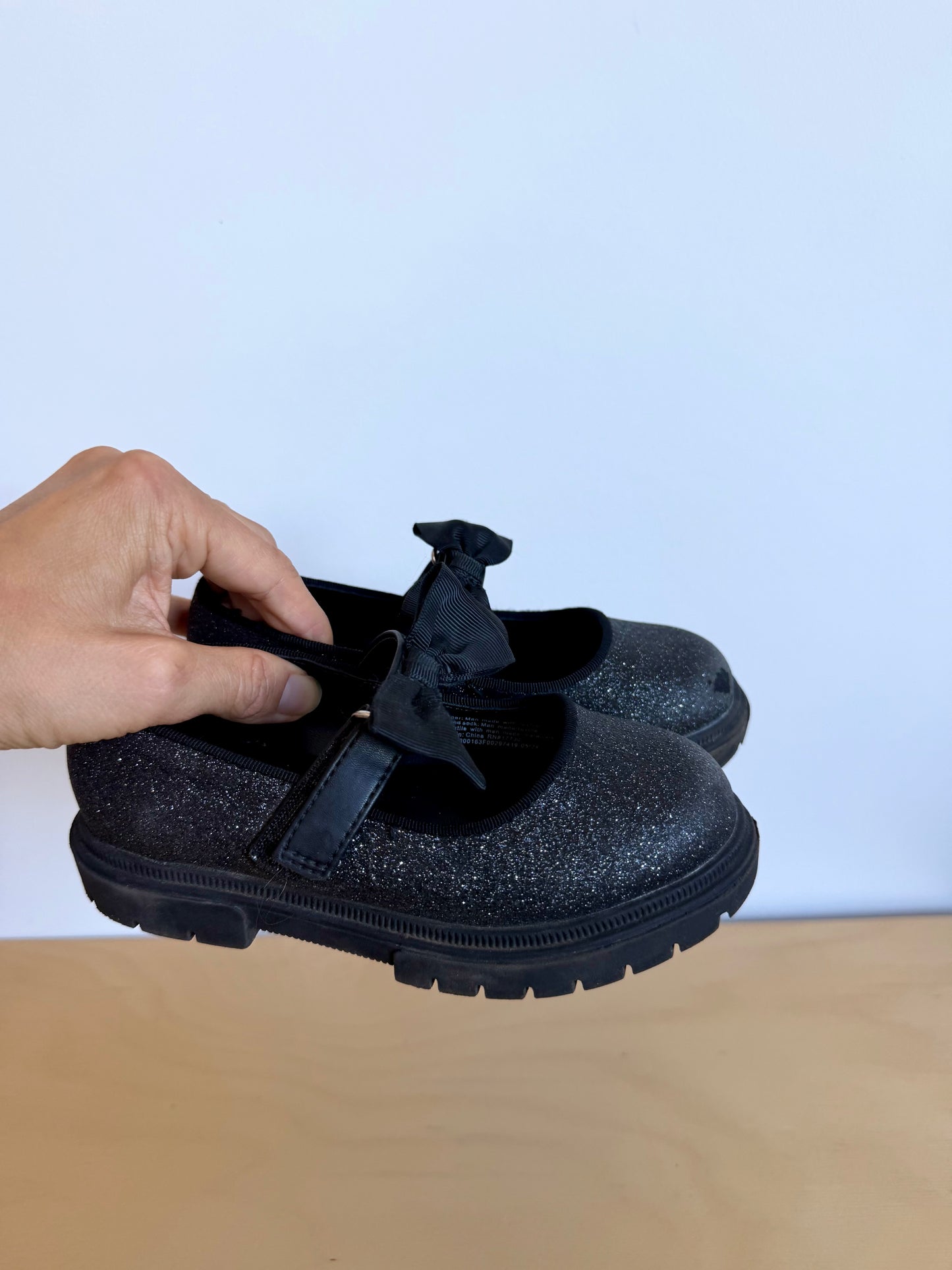 Sparkly Black Bow Shoes (PLAY) / Size 10 Toddler (No Shipping)