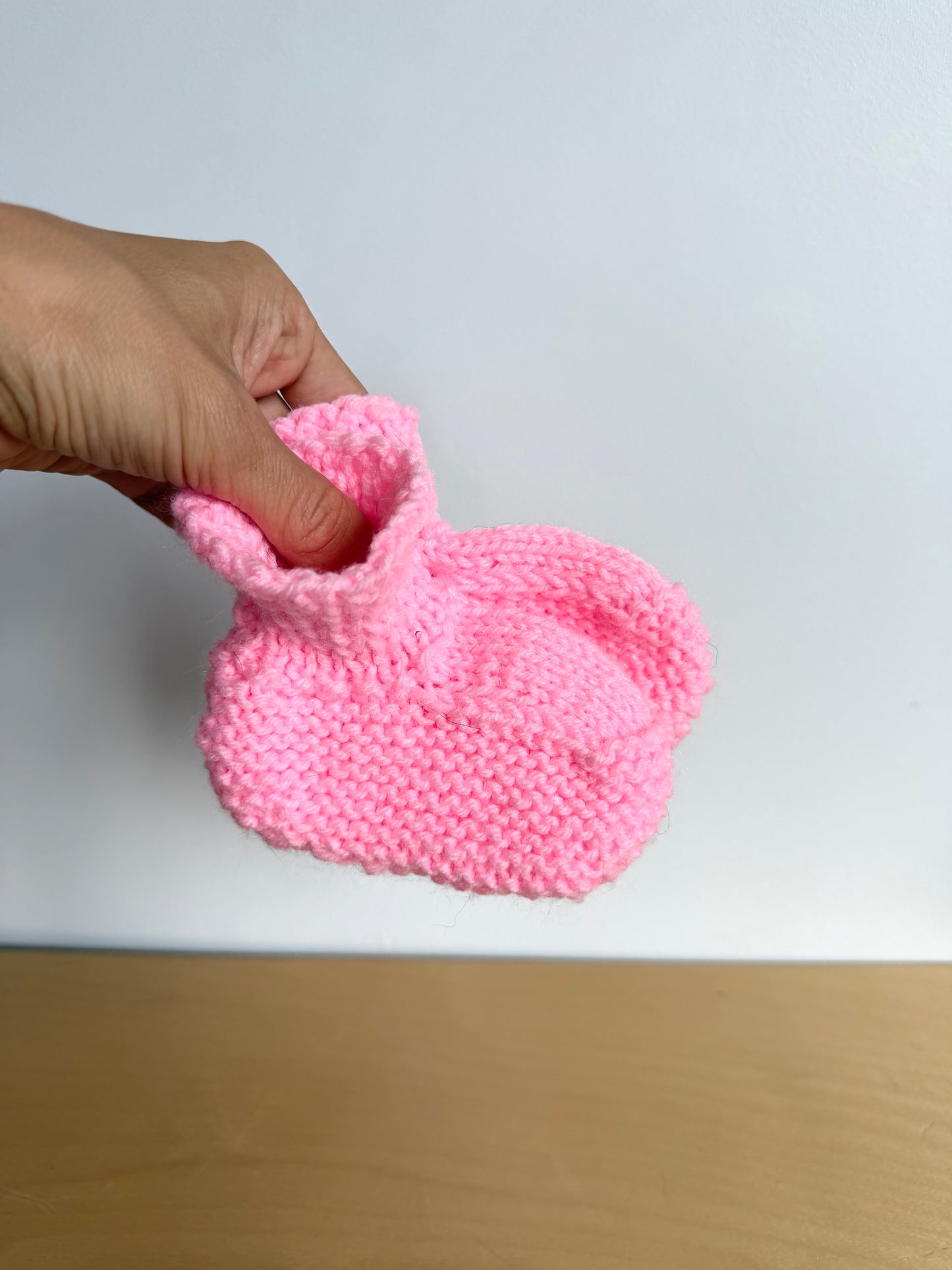 Handmade Pink Knit Slippers / 6-12m?