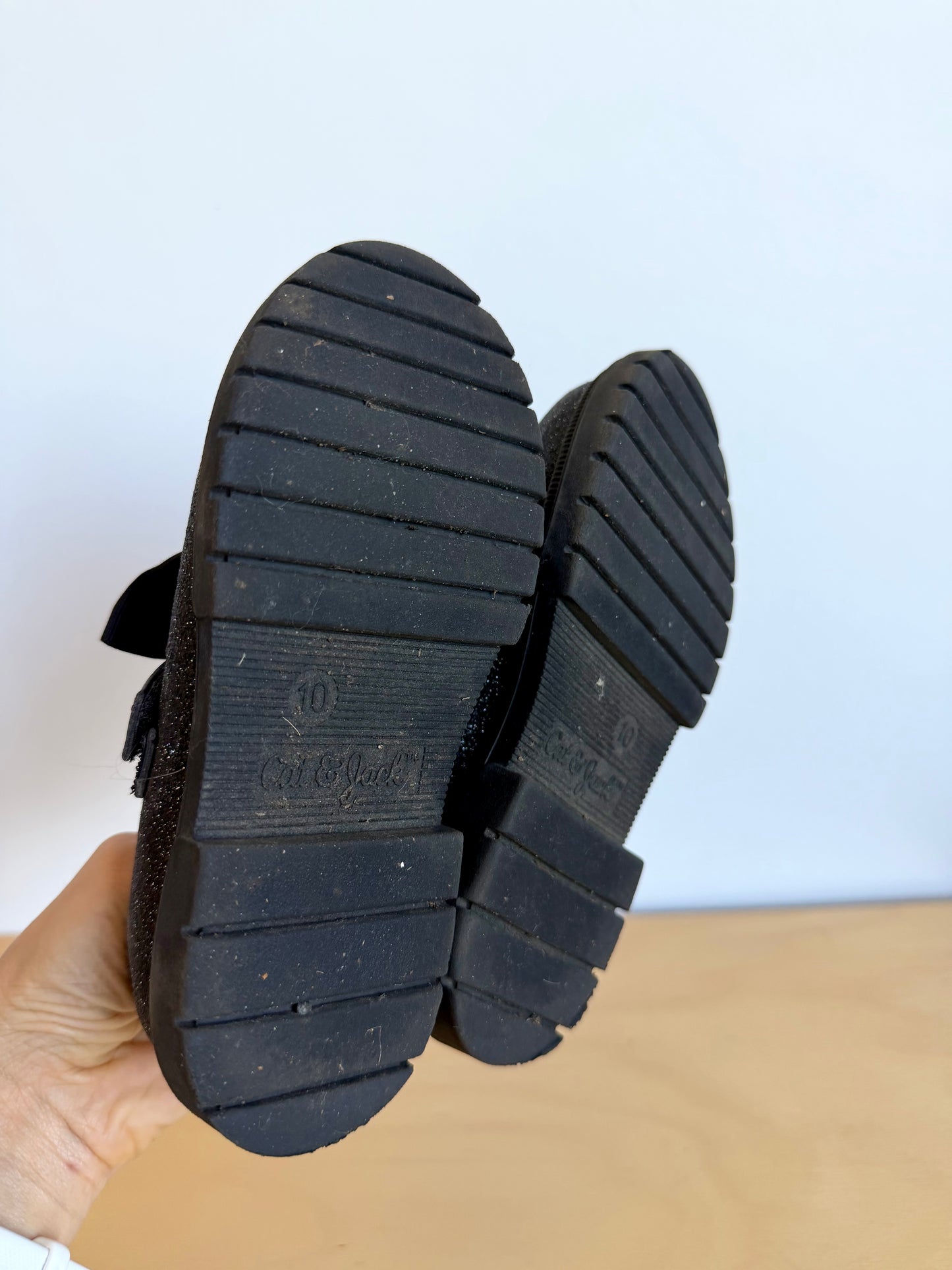 Sparkly Black Bow Shoes (PLAY) / Size 10 Toddler (No Shipping)