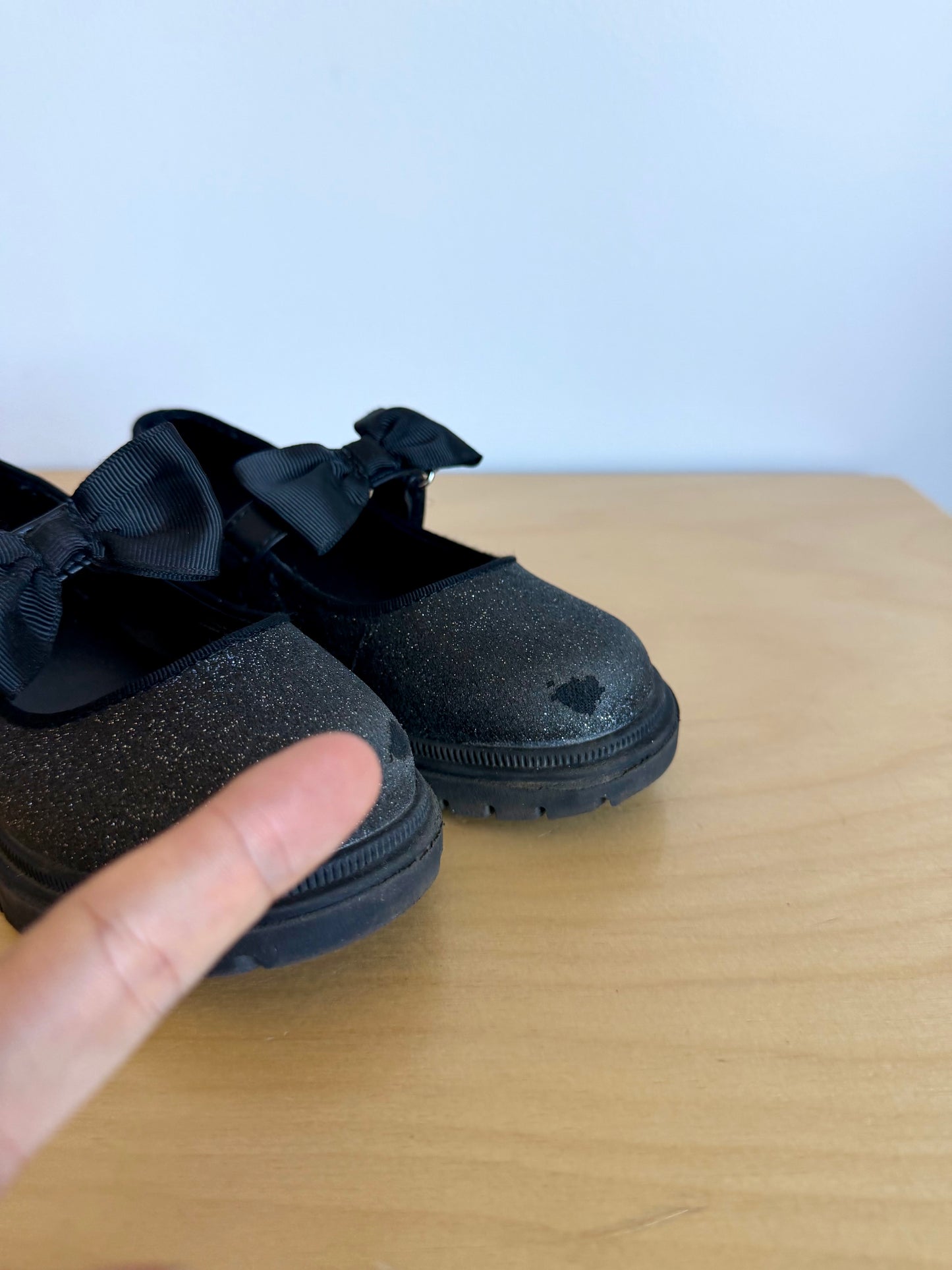 Sparkly Black Bow Shoes (PLAY) / Size 10 Toddler (No Shipping)