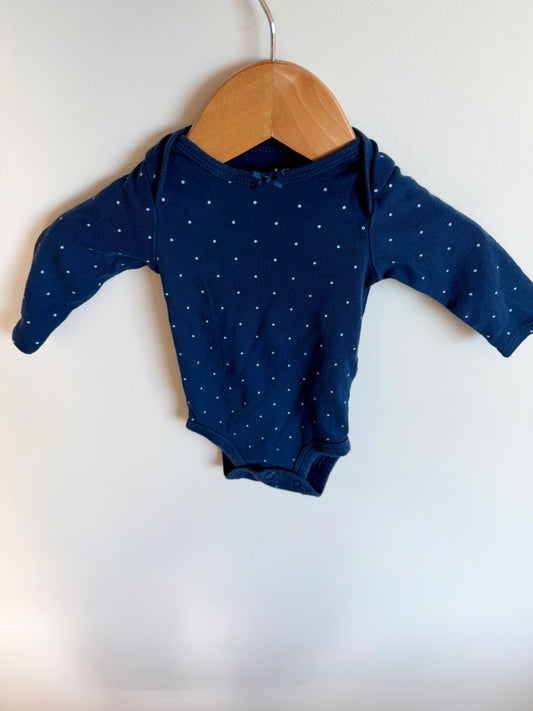 Dotted Bow Indigo Bodysuit / 0-3m