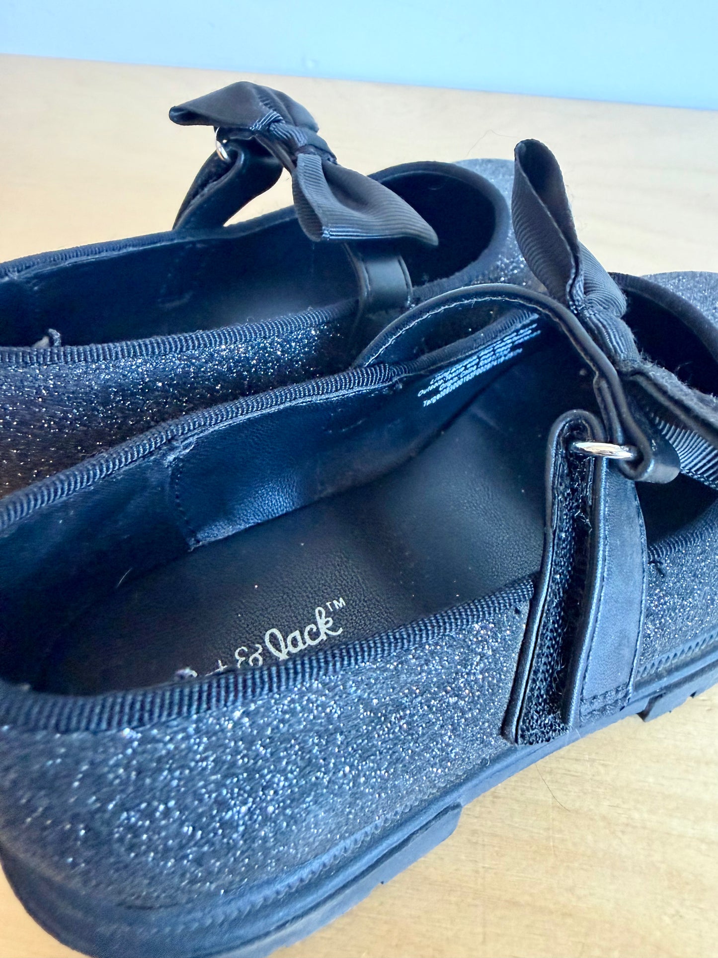 Sparkly Black Bow Shoes (PLAY) / Size 10 Toddler (No Shipping)