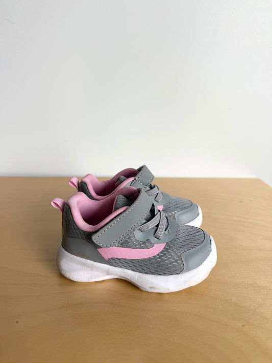 Grey with Pink Detail Velcro Shoes / Size 4 Toddler