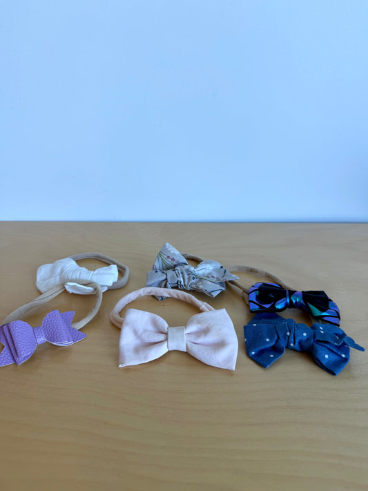 Set of 6 Headbands (Floral, Dot, Shiny, Purple, White, Blush) / 0-12m?