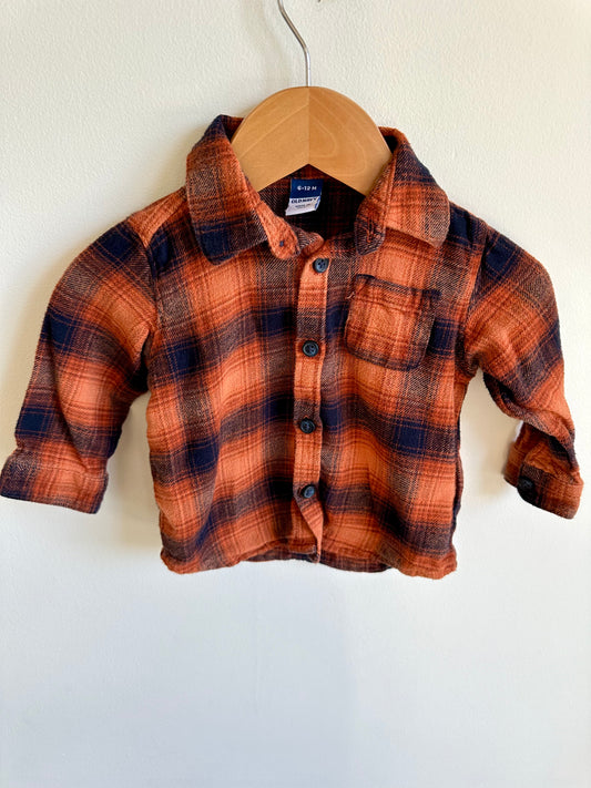 Burnt Orange + Navy Flannel / 6-12m