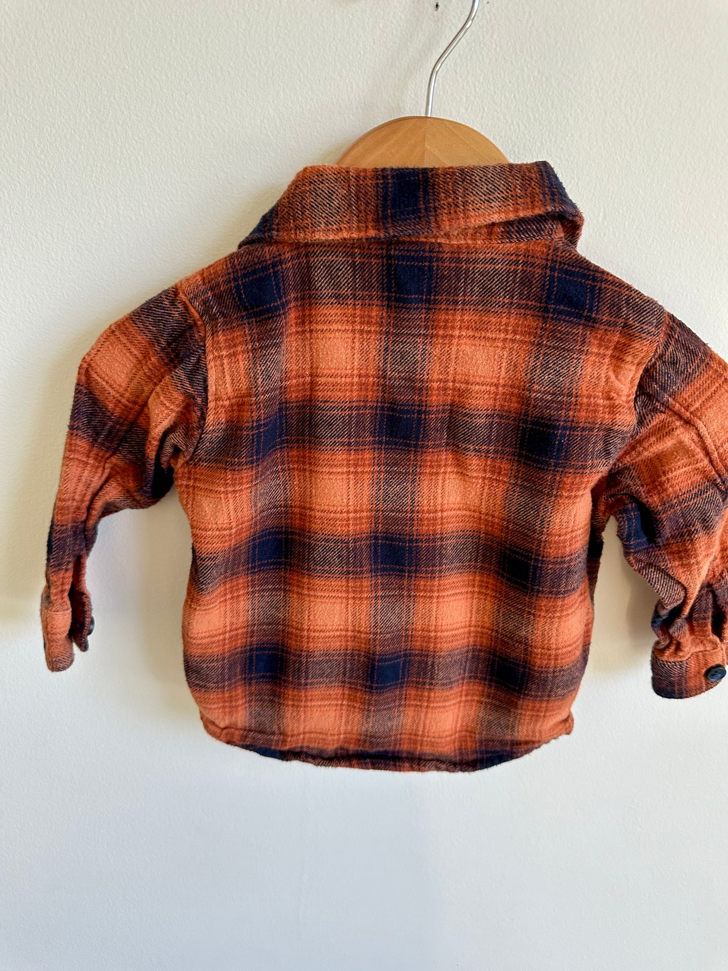 Burnt Orange + Navy Flannel / 6-12m