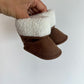 Brown + White Sherpa Boots / Size 1 (0-3m)
