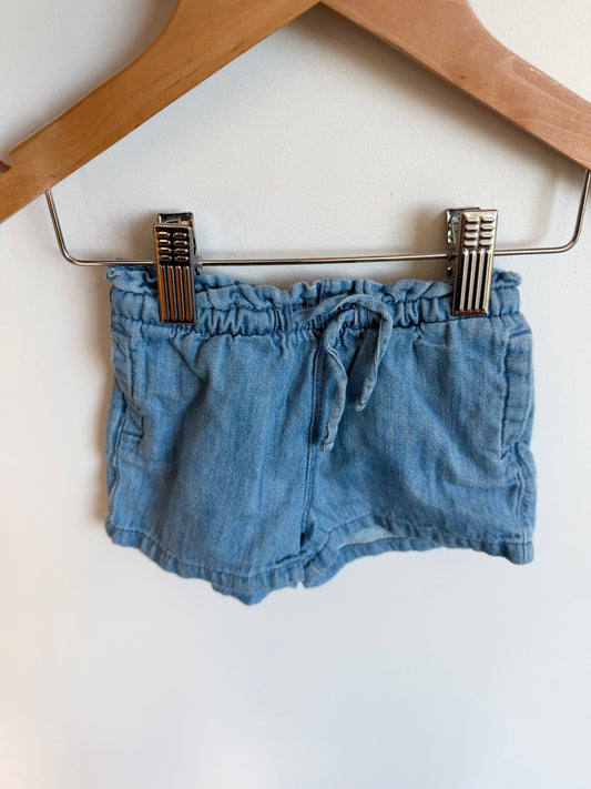 Chambray Drawstring Shorts / 12-18m