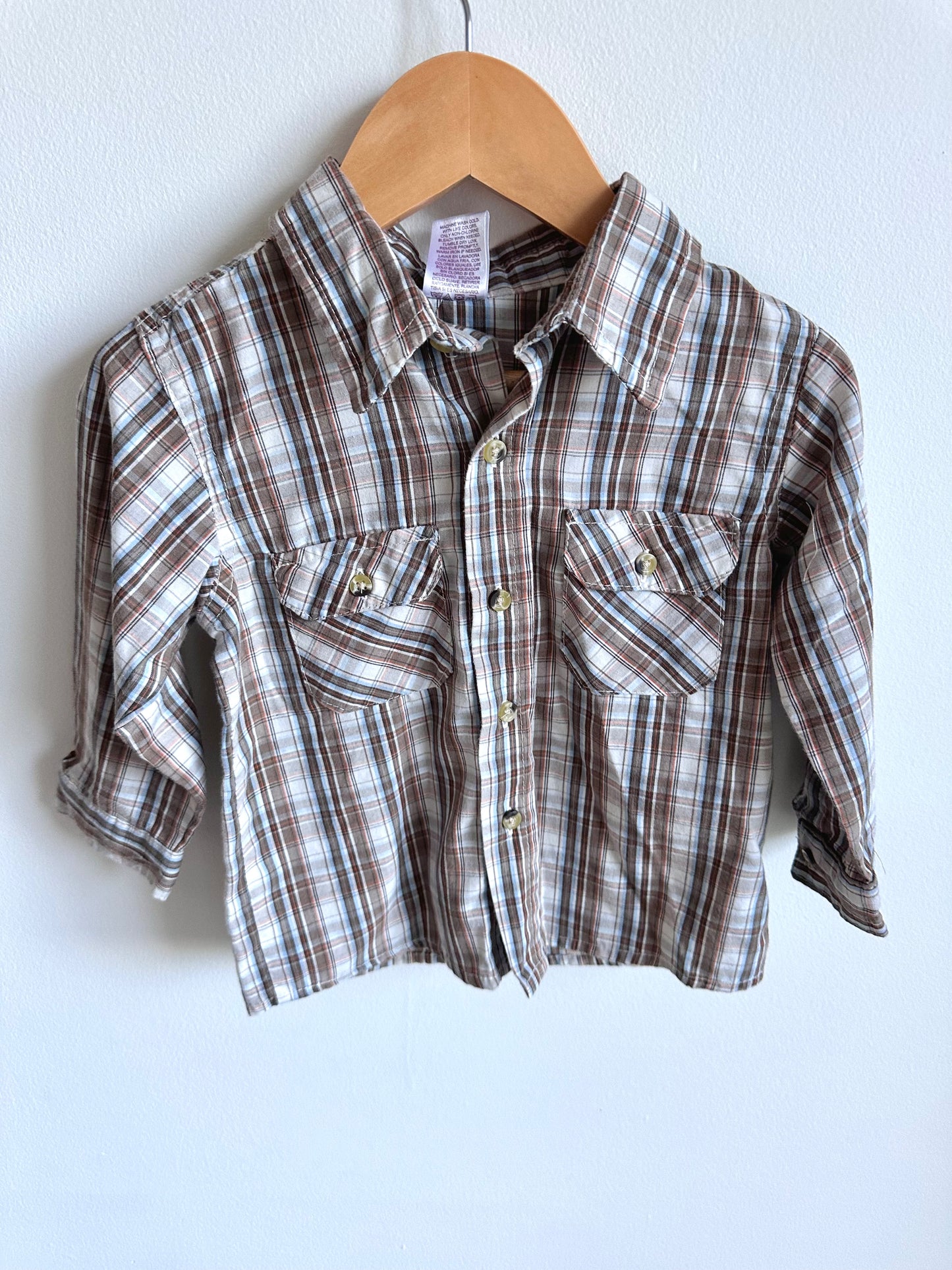 Brown + Blue Striped Top / 24m