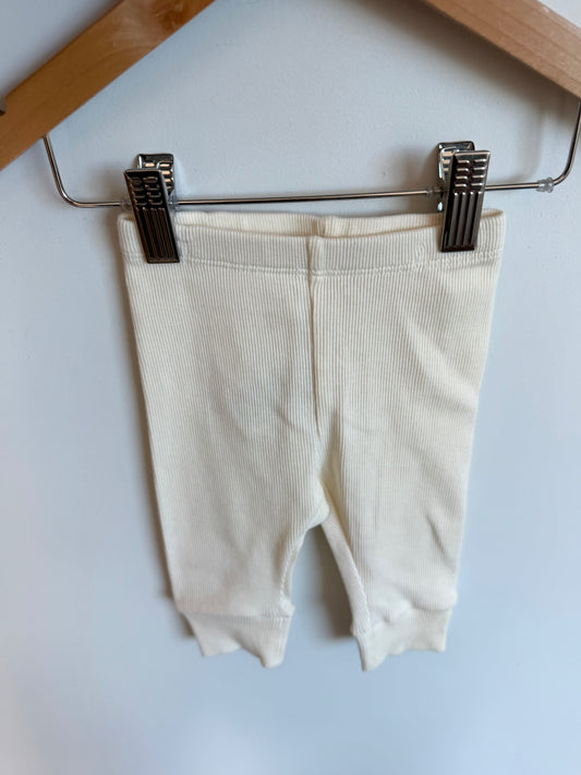 Cream Ribbed Pants / 3-6m