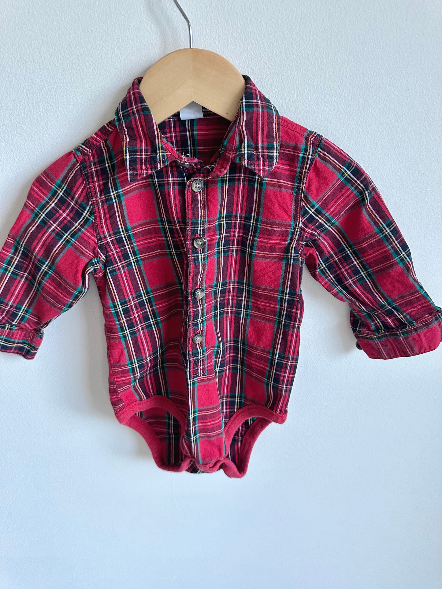 Red Tartan Pattern Bodysuit / 12-18m