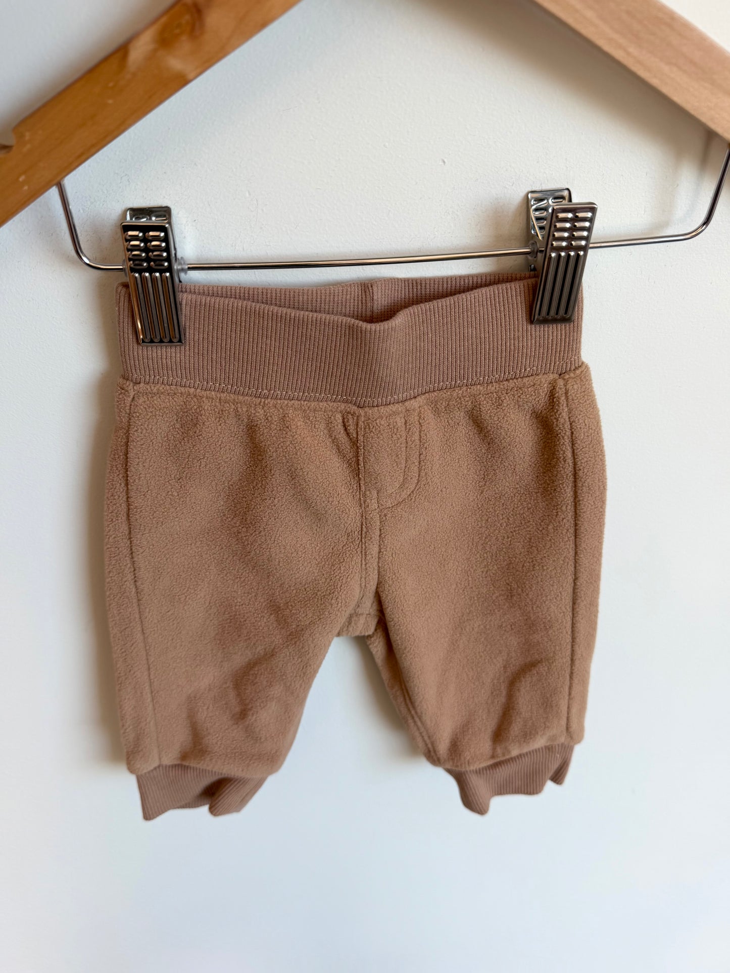 Tan Tapered Fleece Pants / 0-3m