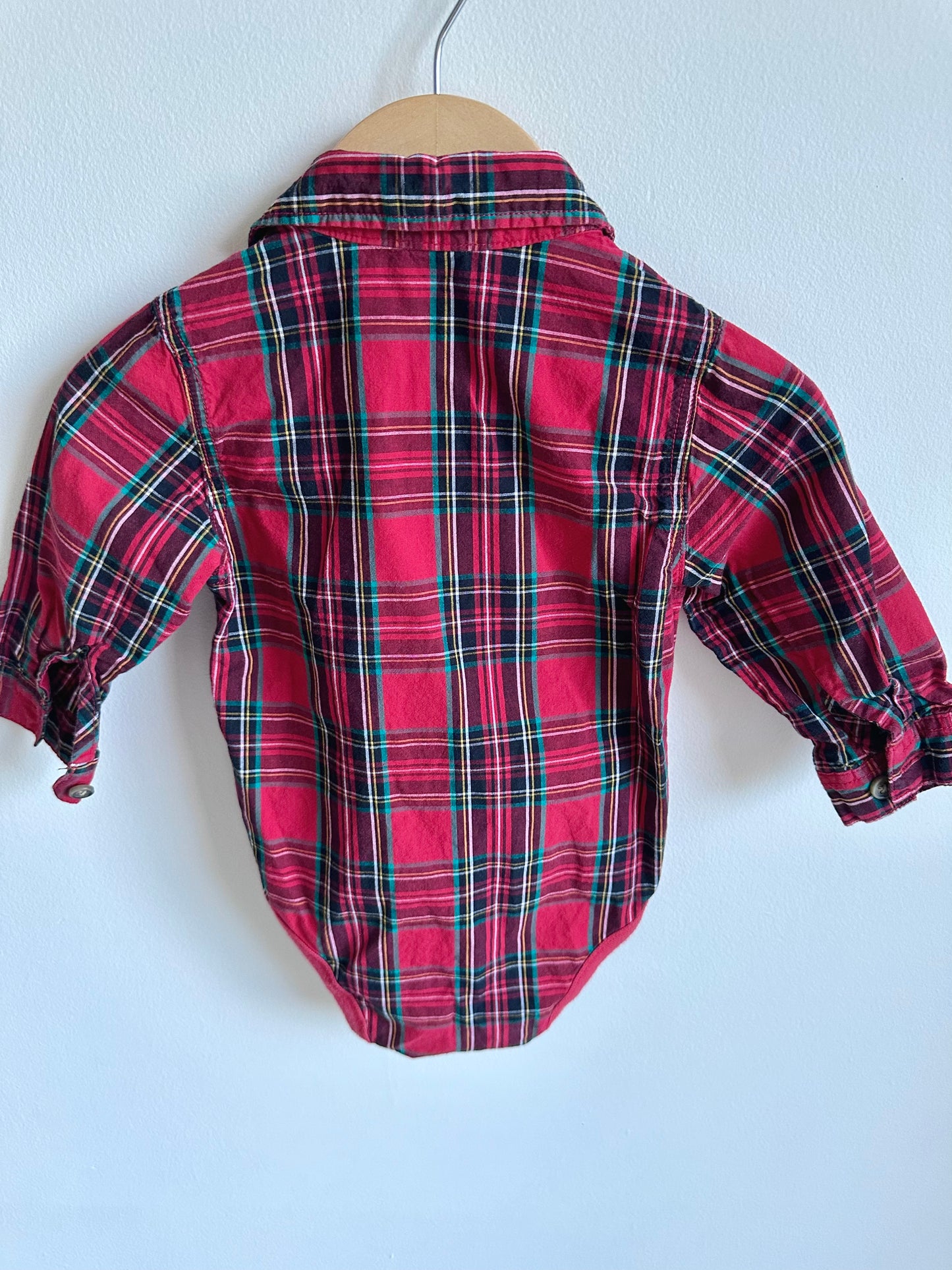 Red Tartan Pattern Bodysuit / 12-18m